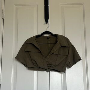 Olive Green Cropped Top